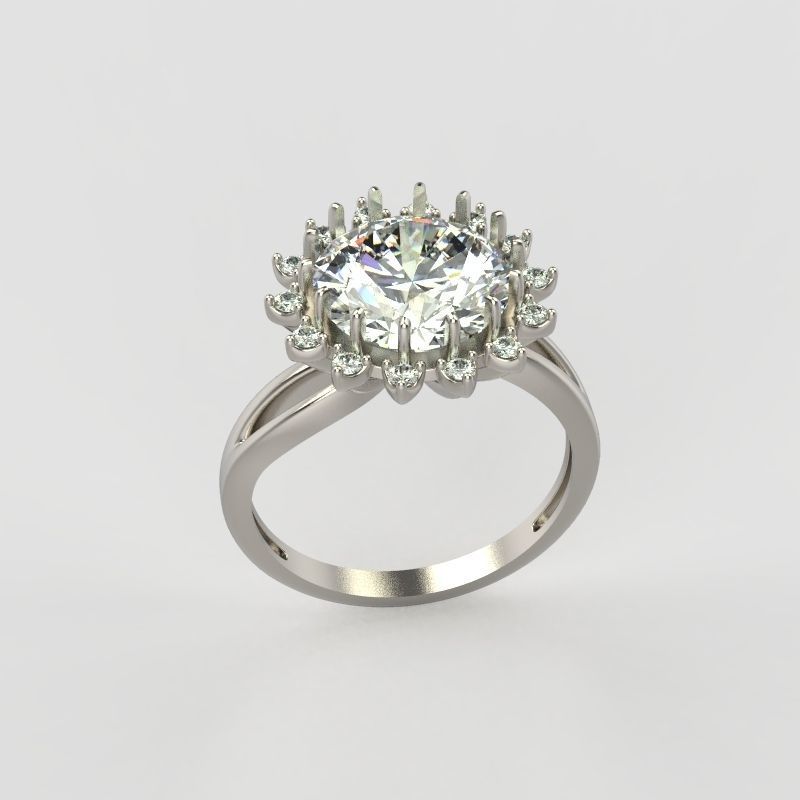 Solitaire wedding engagement women ring with gems 3dm stl 3D print model_7