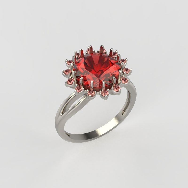 Solitaire wedding engagement women ring with gems 3dm stl 3D print model_14