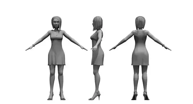 girl Summer Dresses 3d model