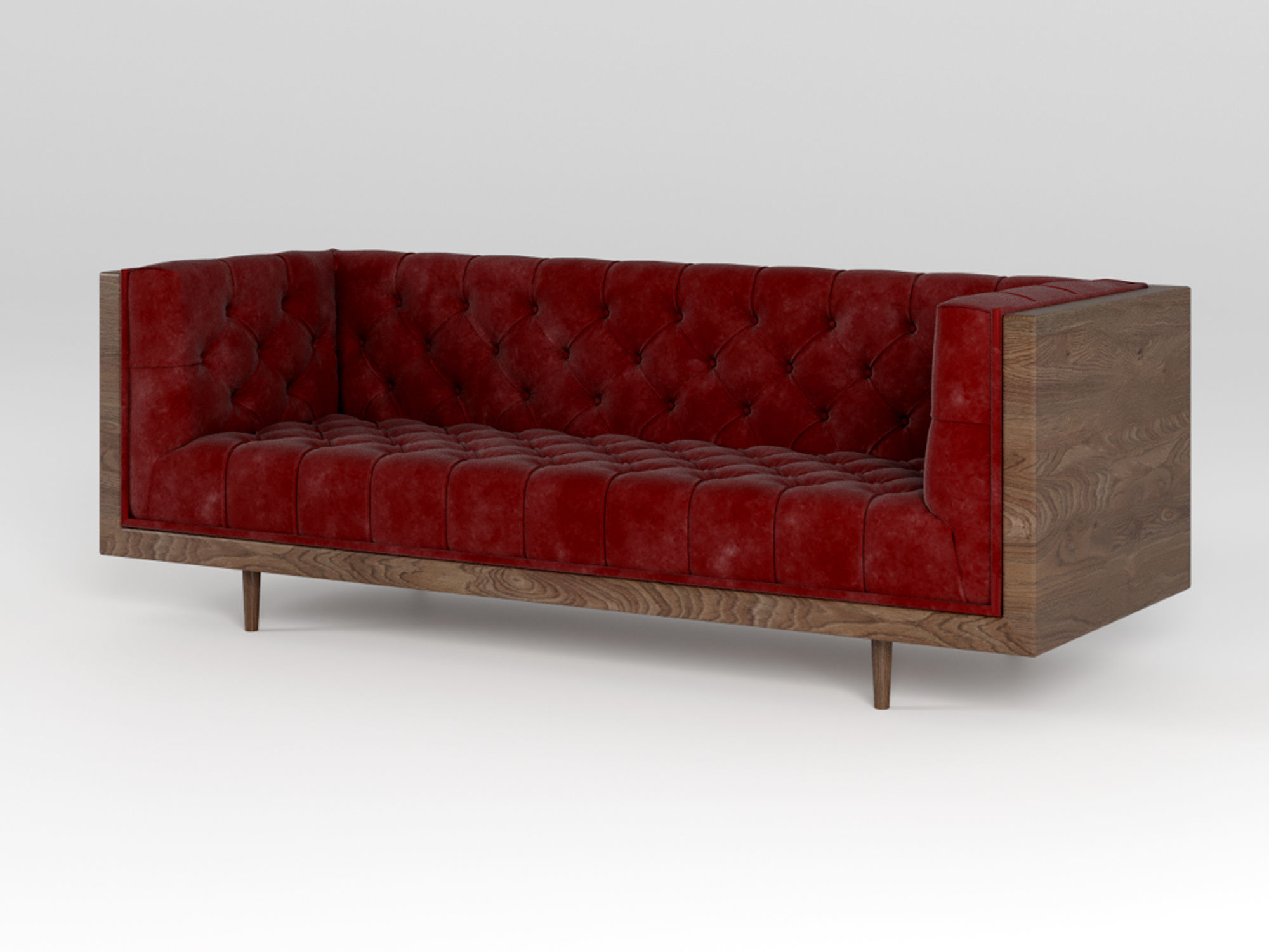 Baughman Style Walnut Encased sofa 3D model_4