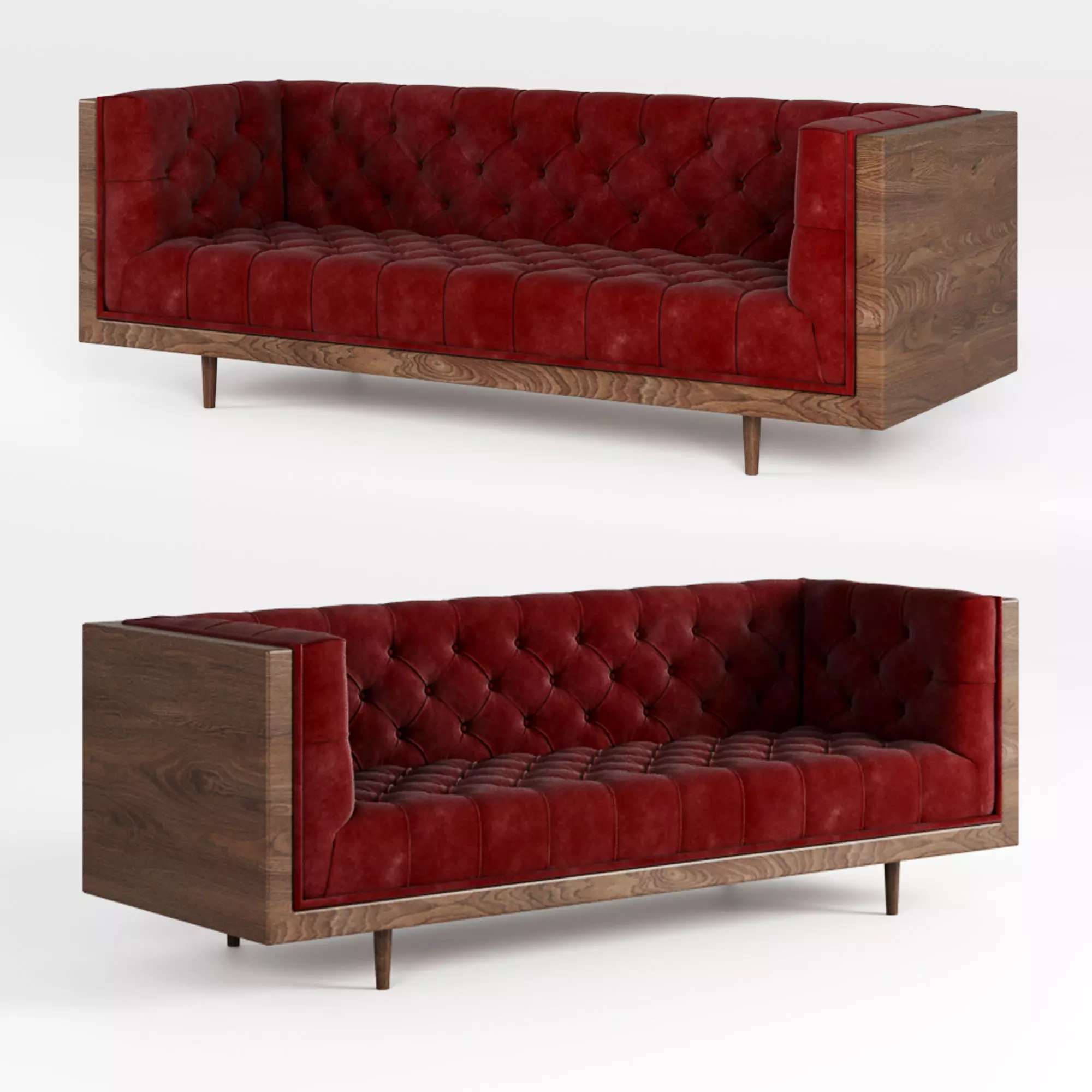 Baughman Style Walnut Encased sofa 3D model_0