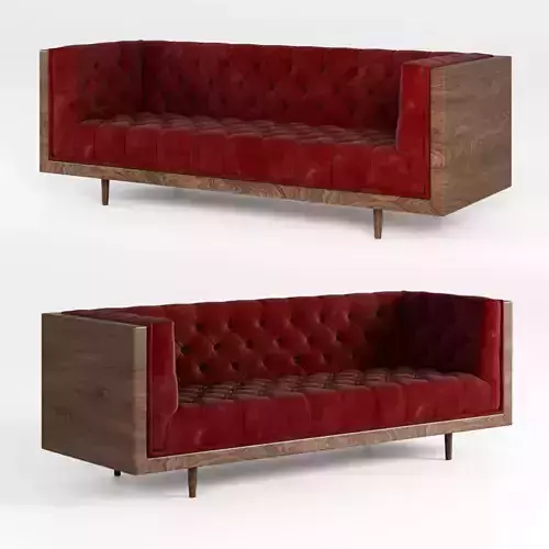 Baughman Style Walnut Encased sofa 3D model