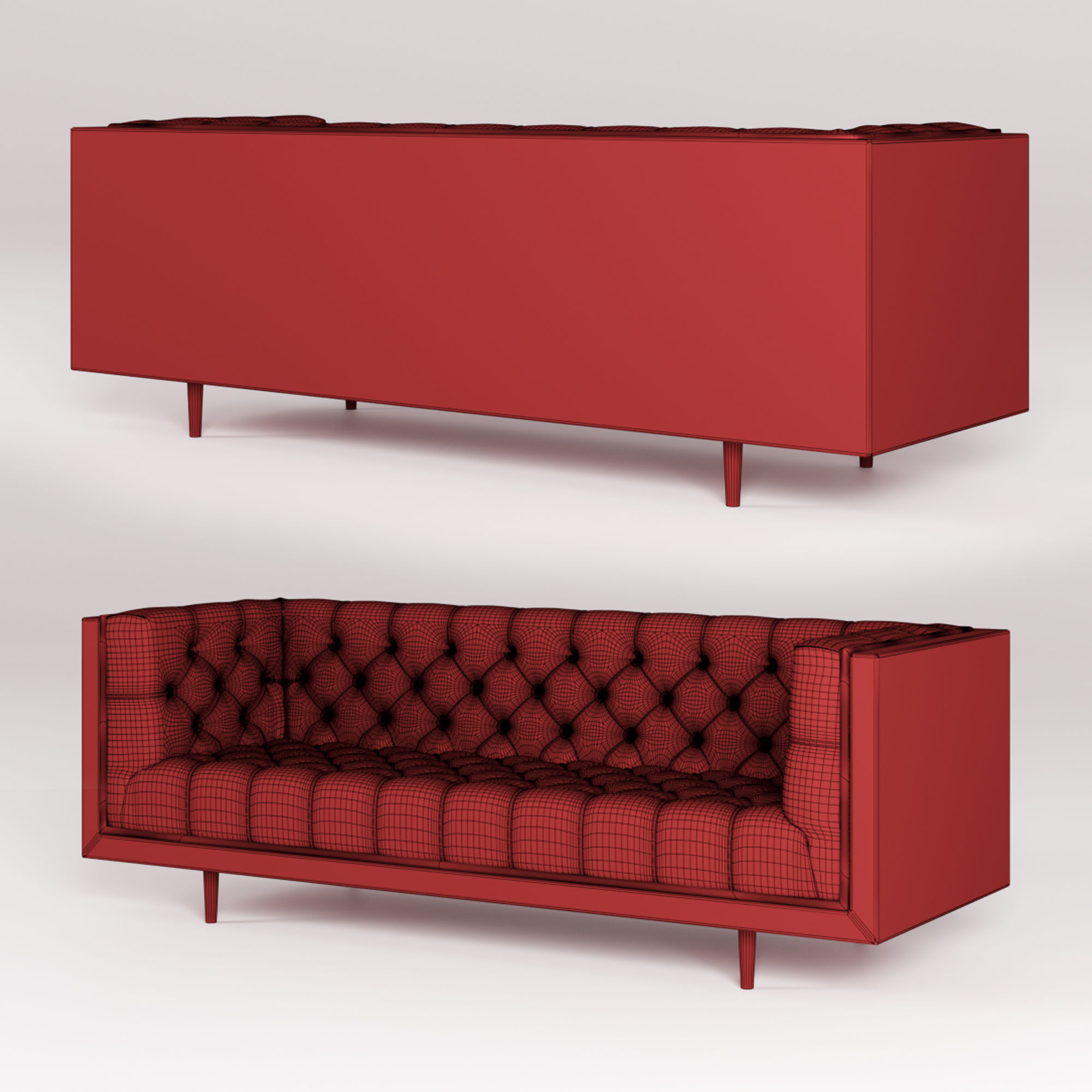 Baughman Style Walnut Encased sofa 3D model_9