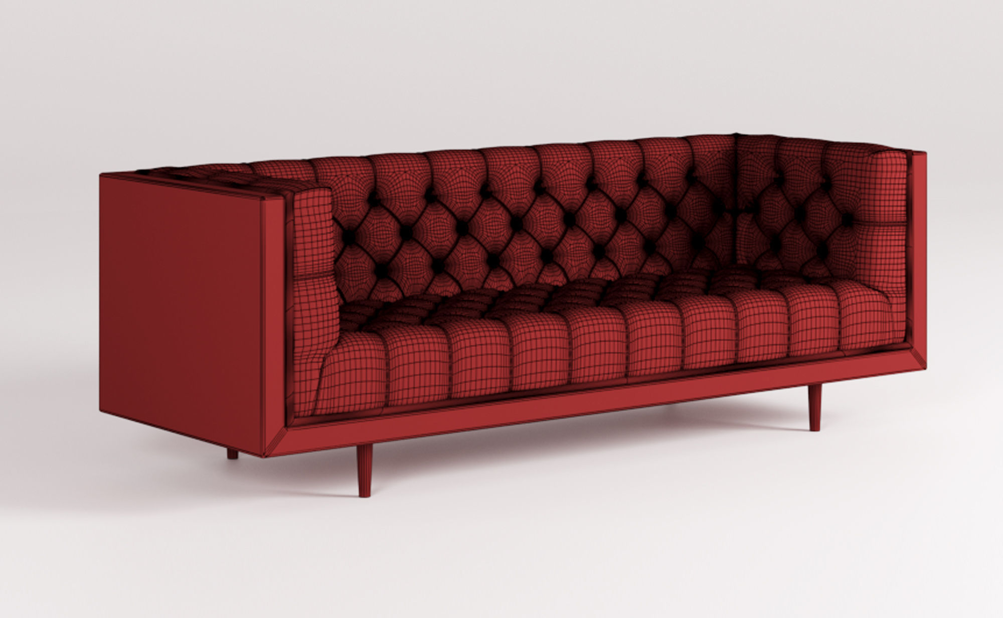 Baughman Style Walnut Encased sofa 3D model_10