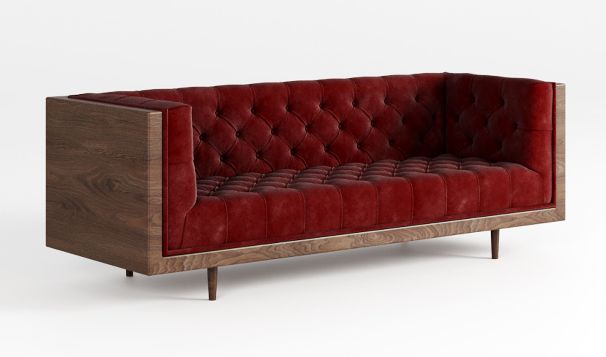 Baughman Style Walnut Encased sofa 3D model_3