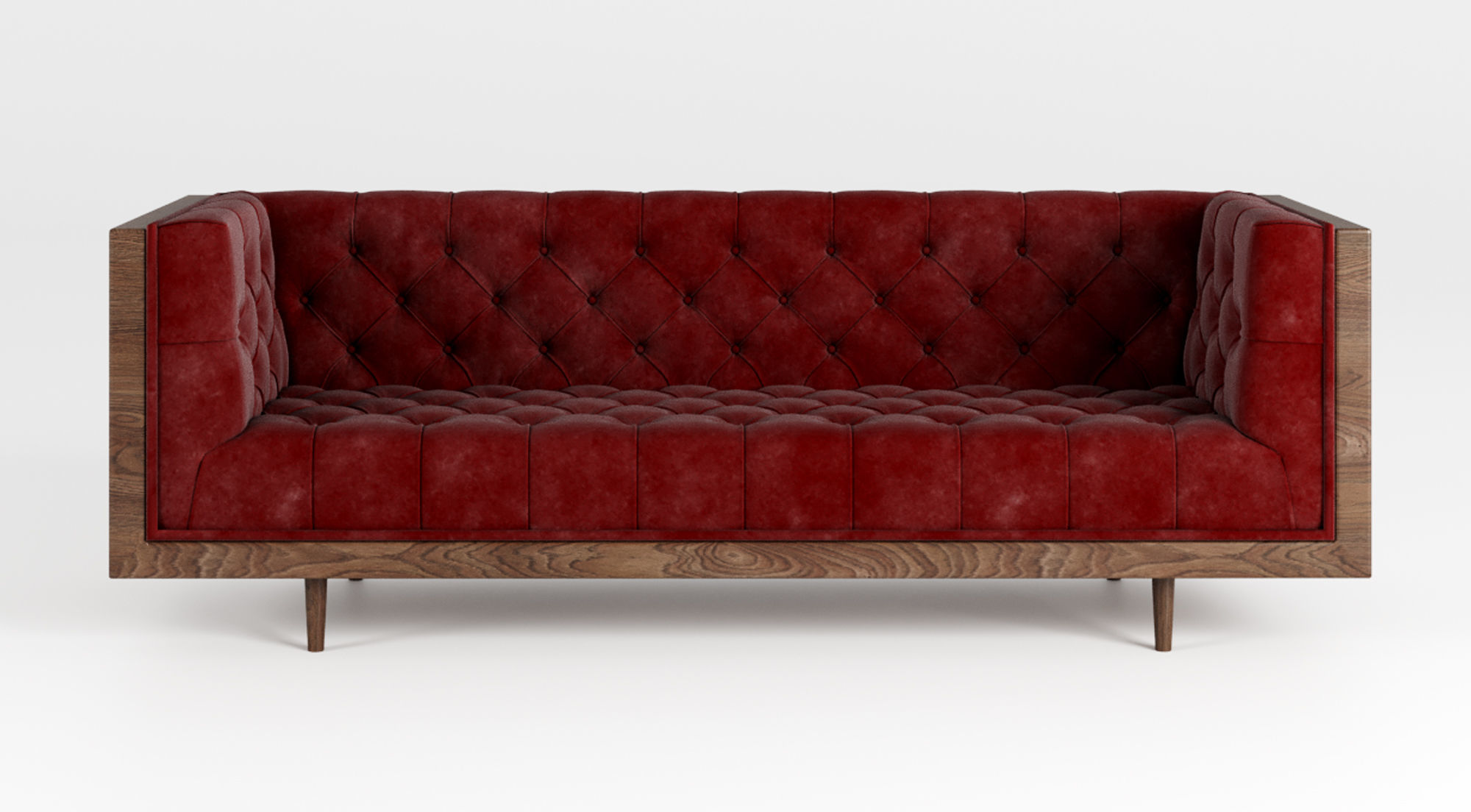 Baughman Style Walnut Encased sofa 3D model_5