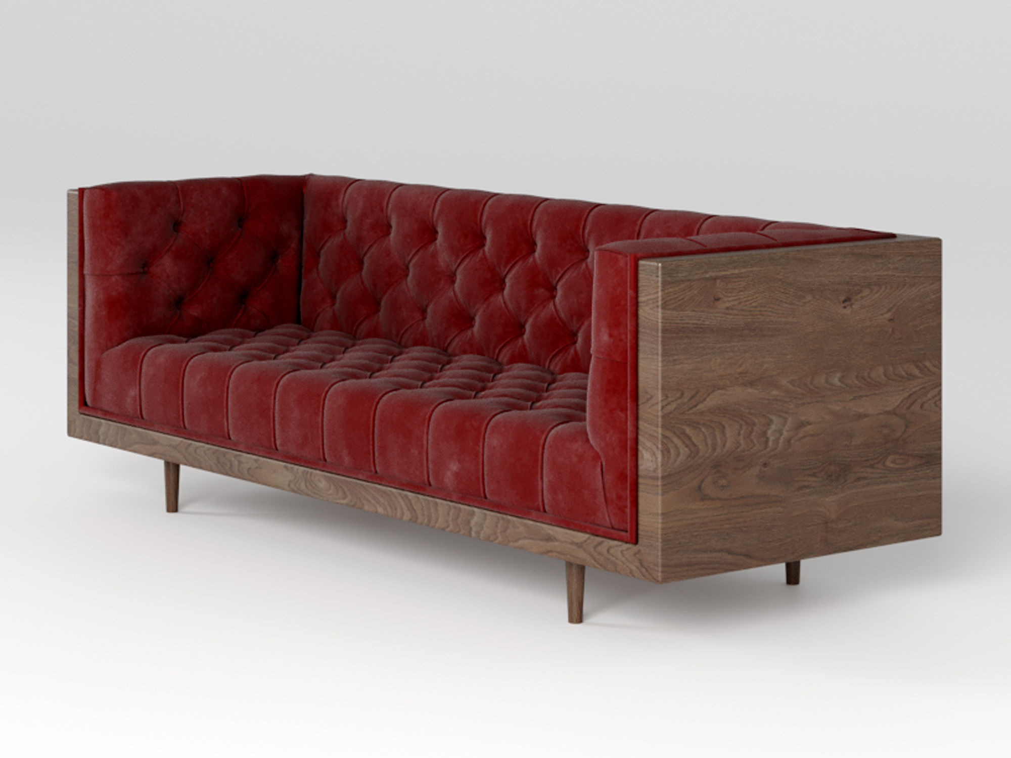 Baughman Style Walnut Encased sofa 3D model_6