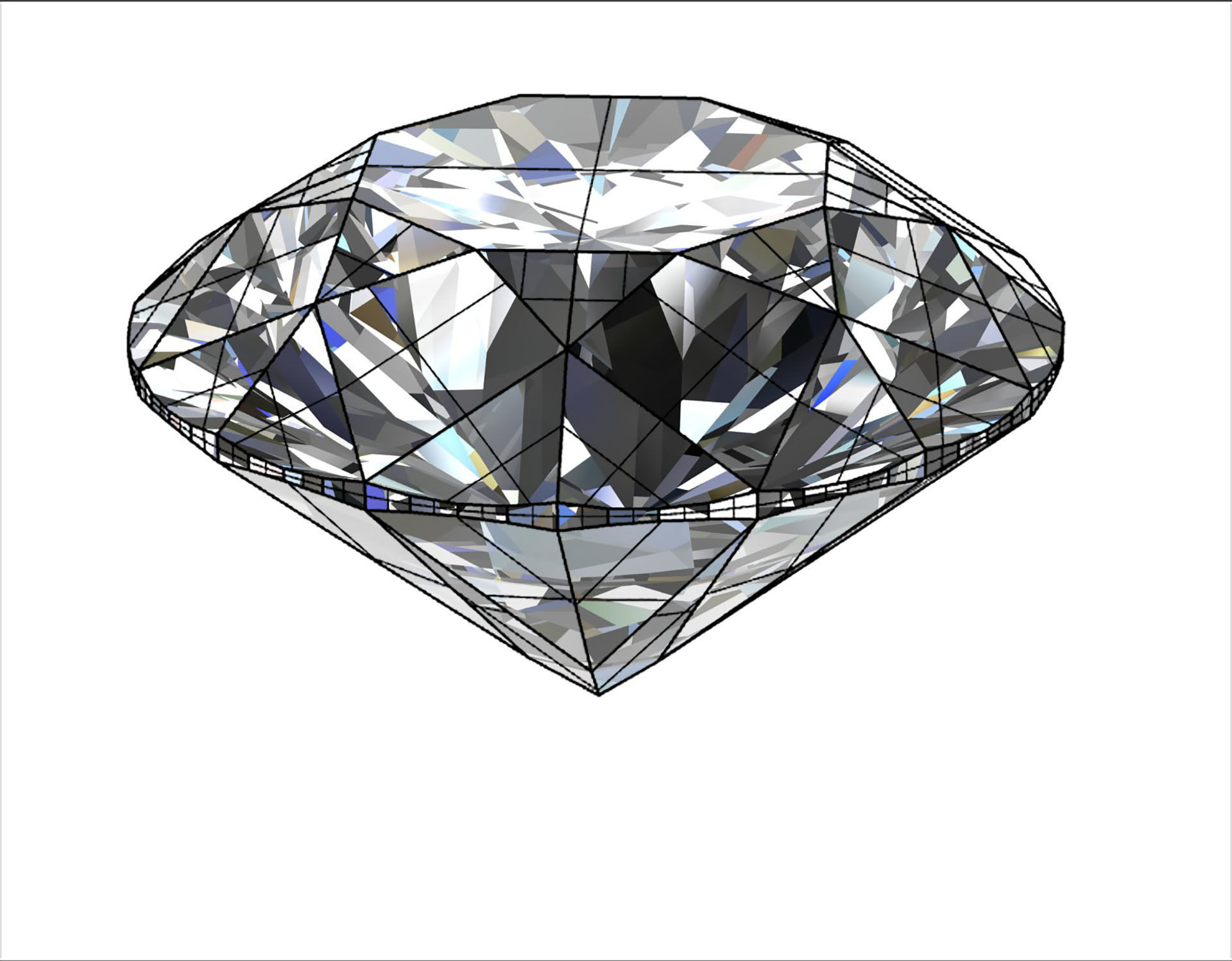 Round Diamond 3d model Low-poly 3D model_6