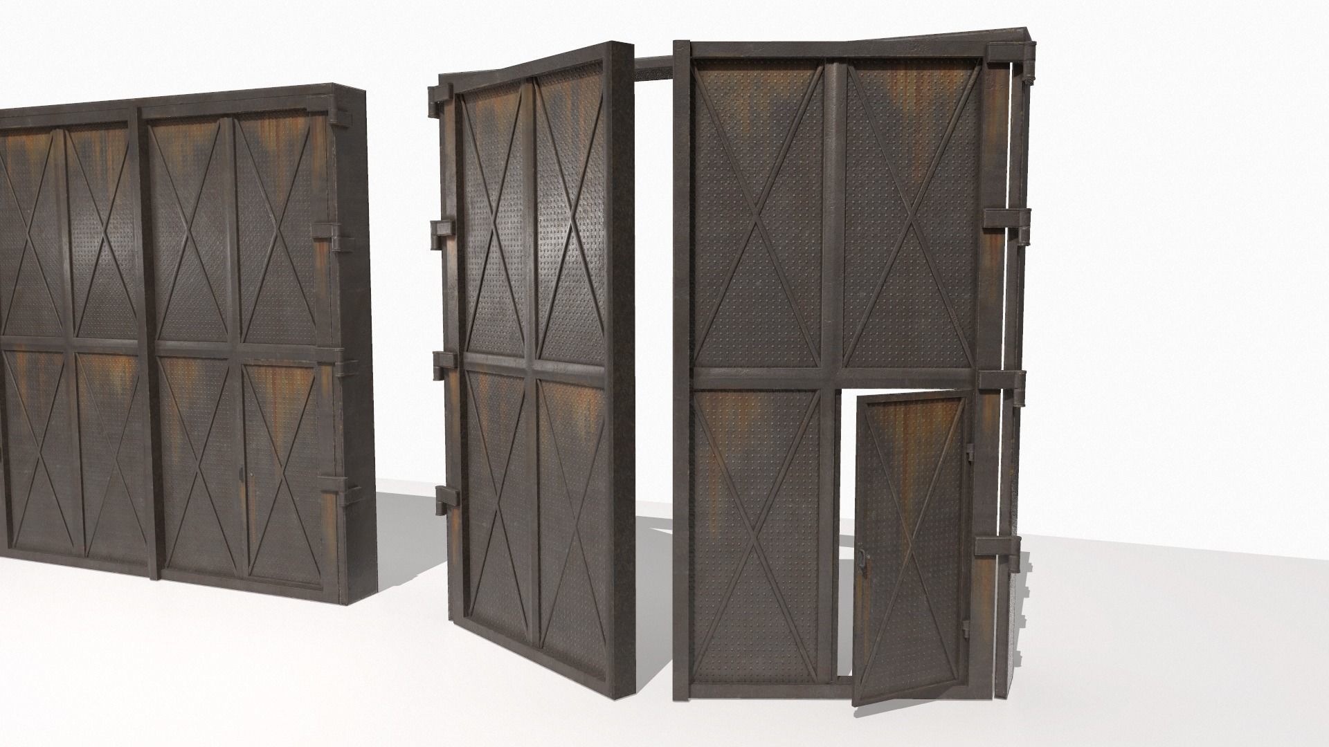 Industrial metal gate 3 Low-poly 3D model_8