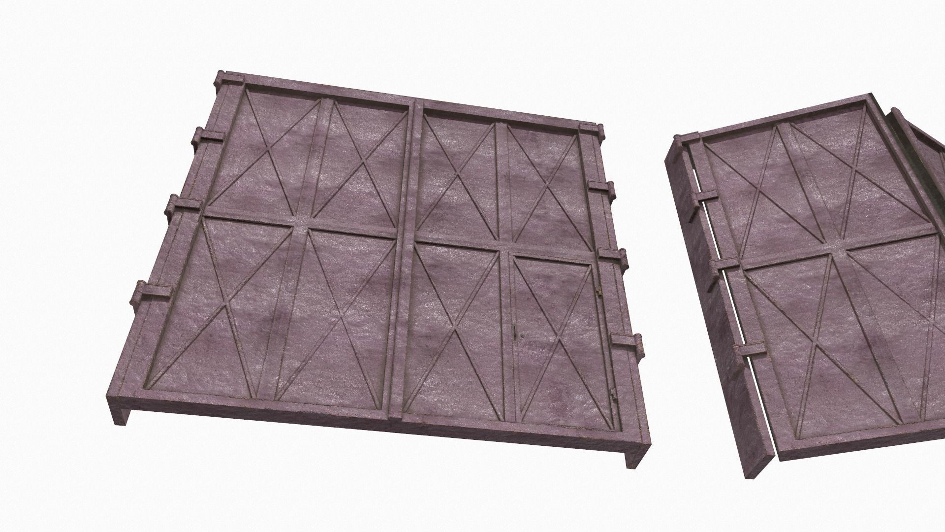 Industrial metal gate 3 Low-poly 3D model_7