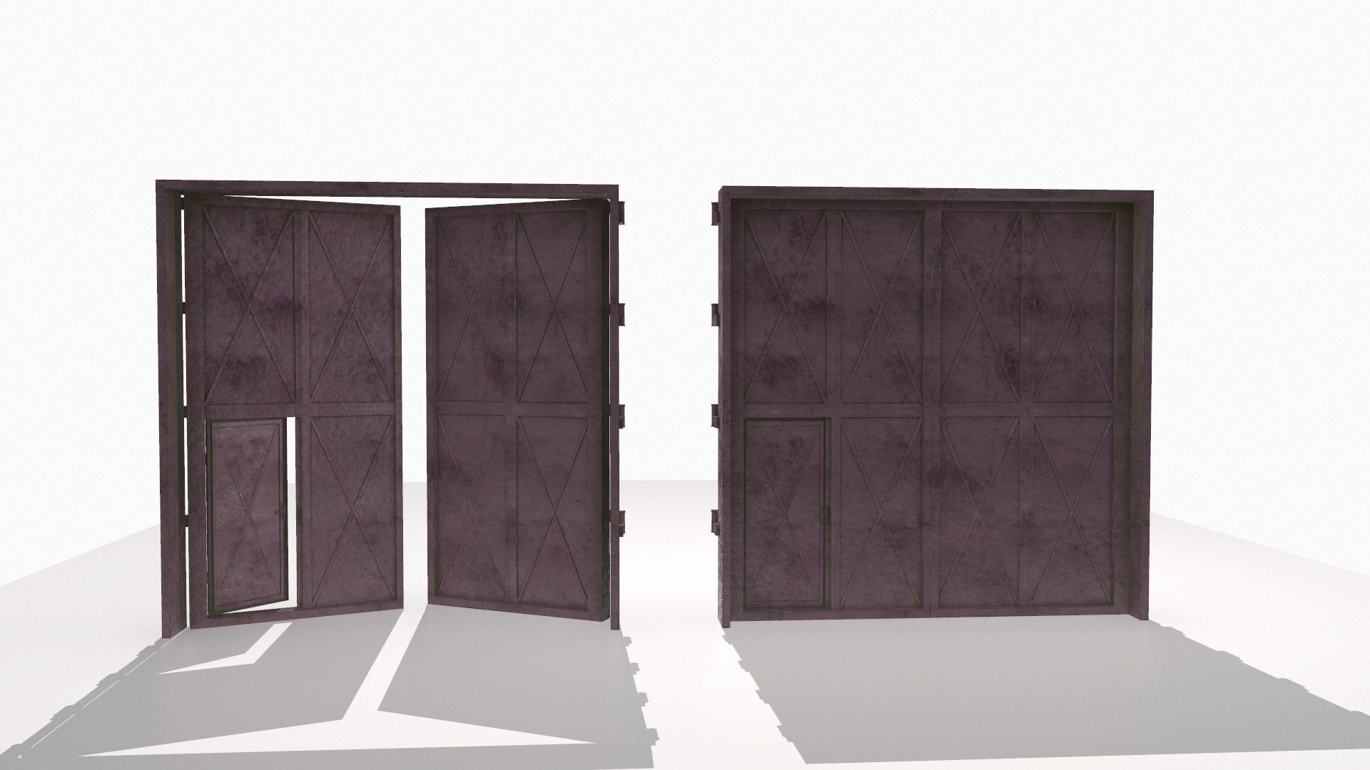 Industrial metal gate 3 Low-poly 3D model_9