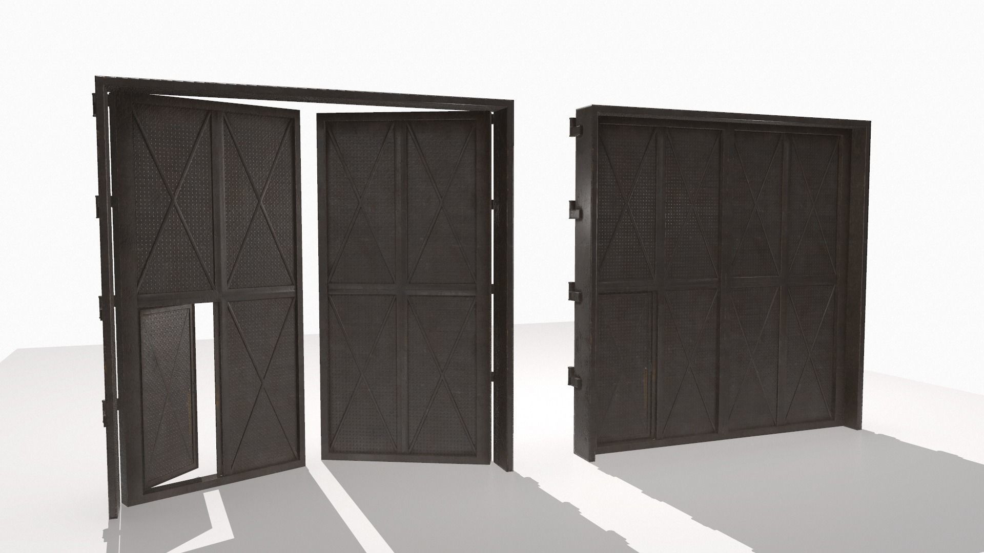 Industrial metal gate 3 Low-poly 3D model_10