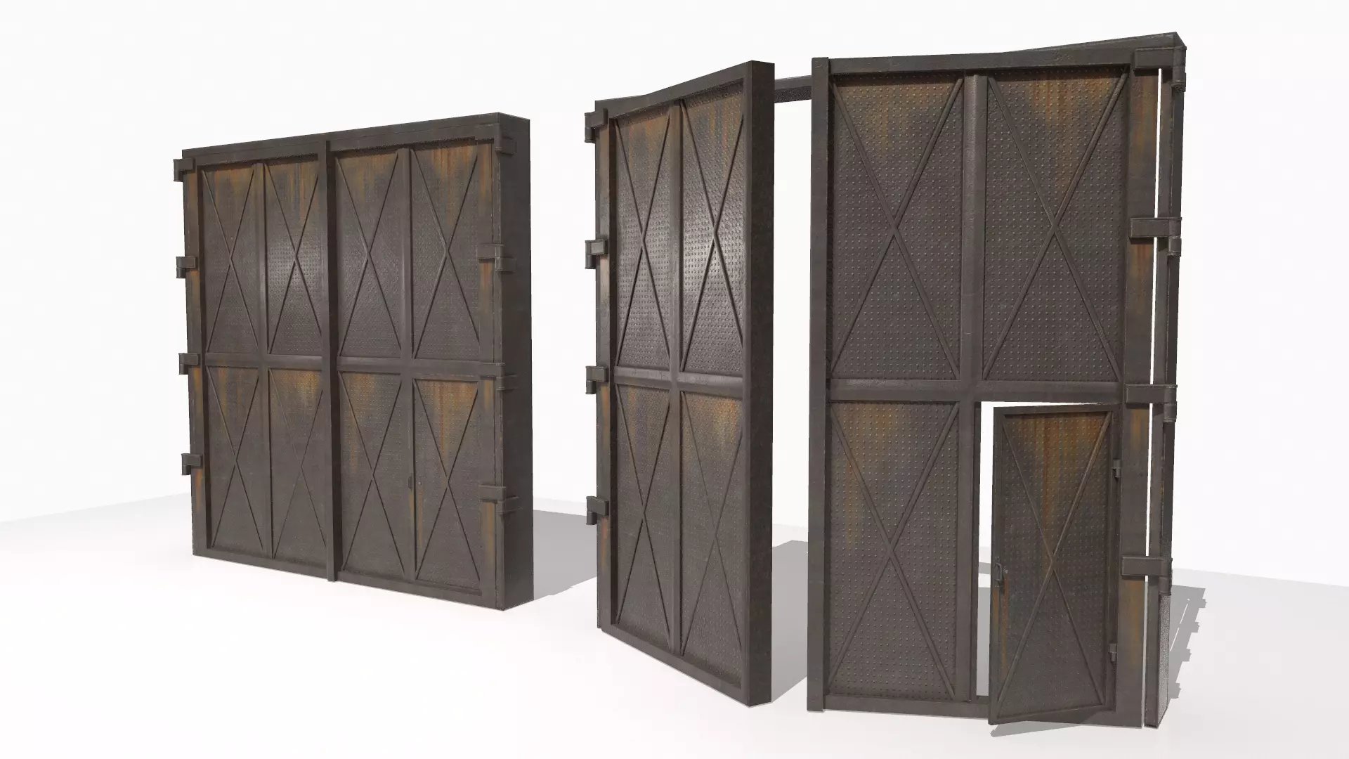 Industrial metal gate 3 Low-poly 3D model_0