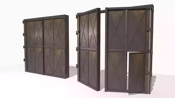Industrial metal gate 3 Low-poly 3D model