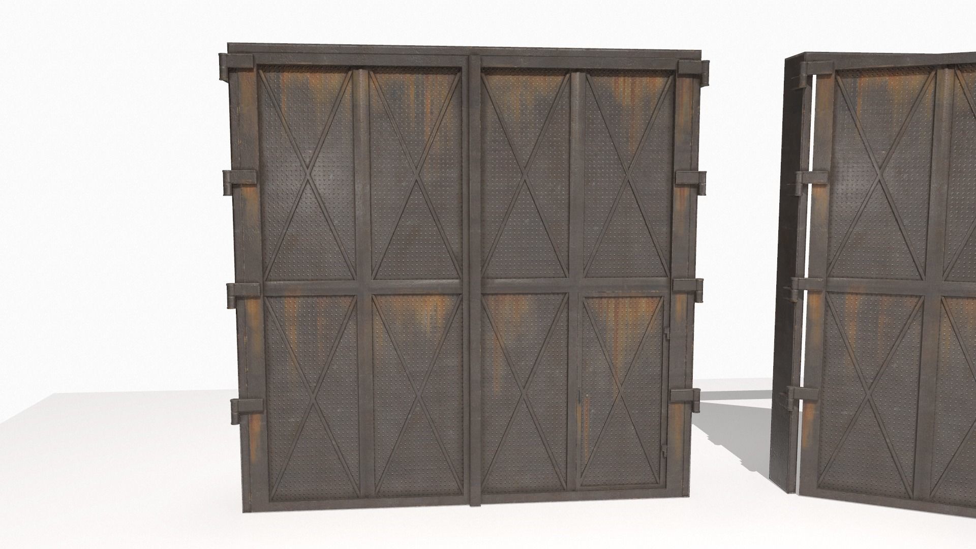 Industrial metal gate 3 Low-poly 3D model_6