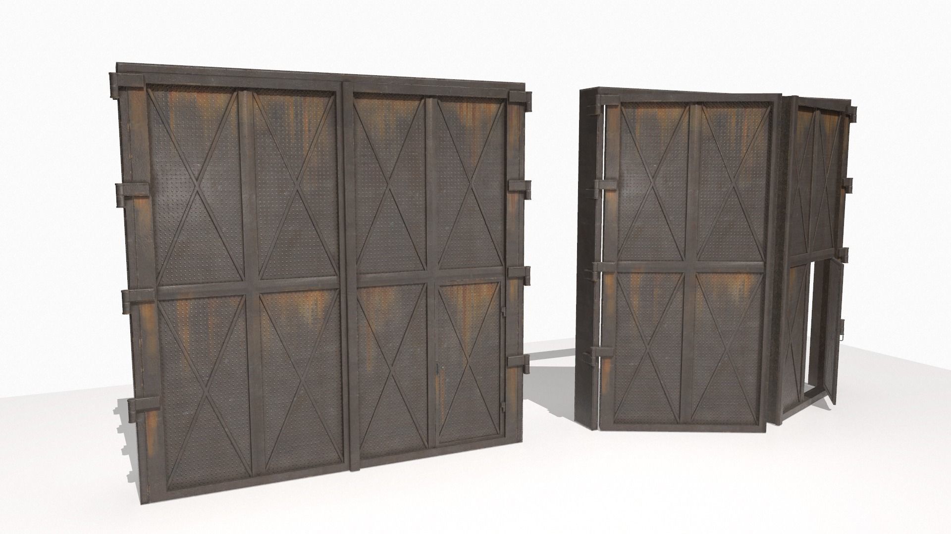 Industrial metal gate 3 Low-poly 3D model_4
