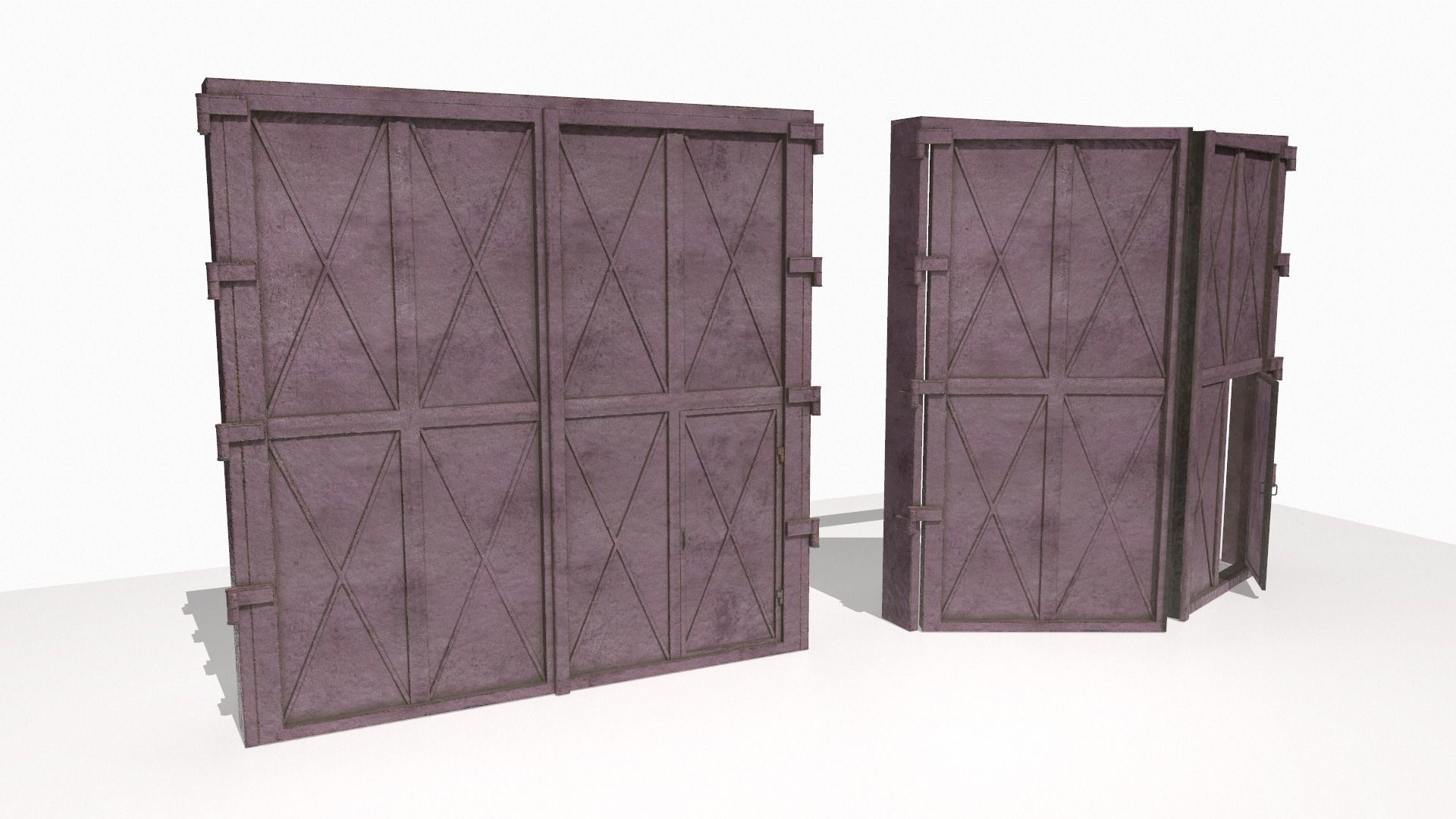 Industrial metal gate 3 Low-poly 3D model_5