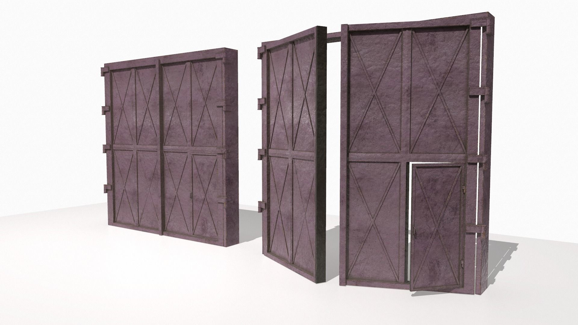 Industrial metal gate 3 Low-poly 3D model_3