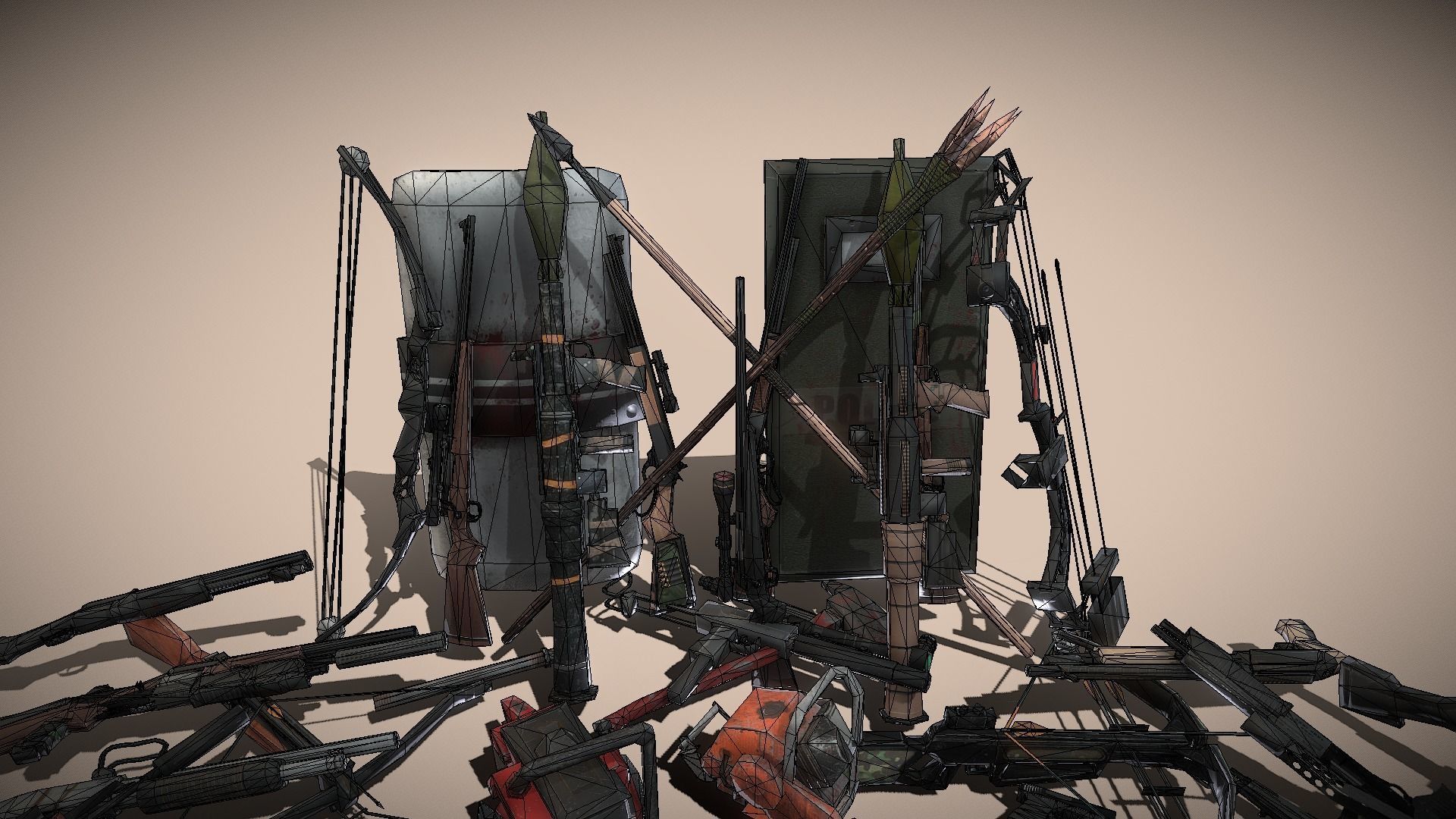 Lowpoly Apocalypse Weapons Low-poly 3D model_2