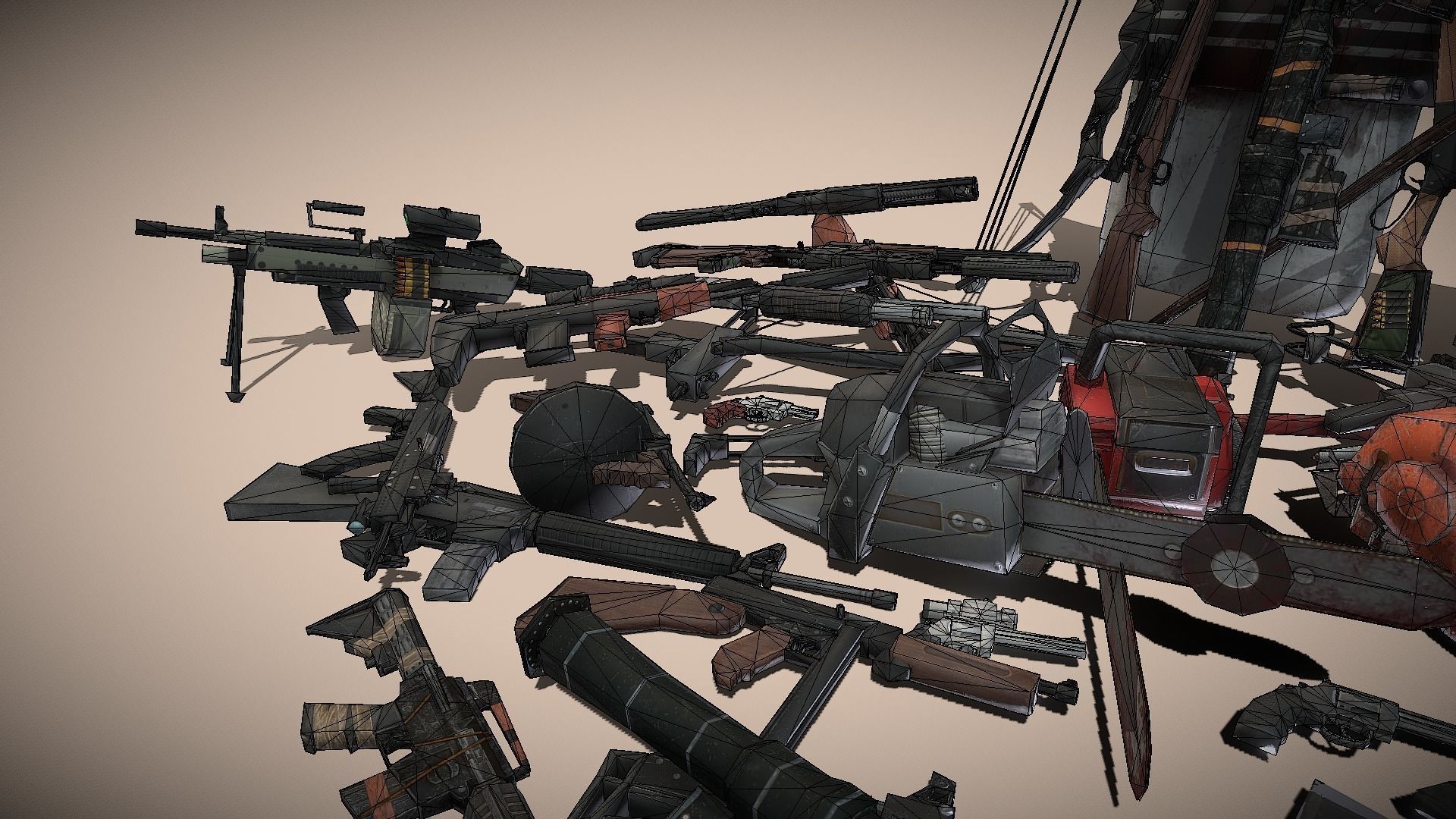 Lowpoly Apocalypse Weapons Low-poly 3D model_4