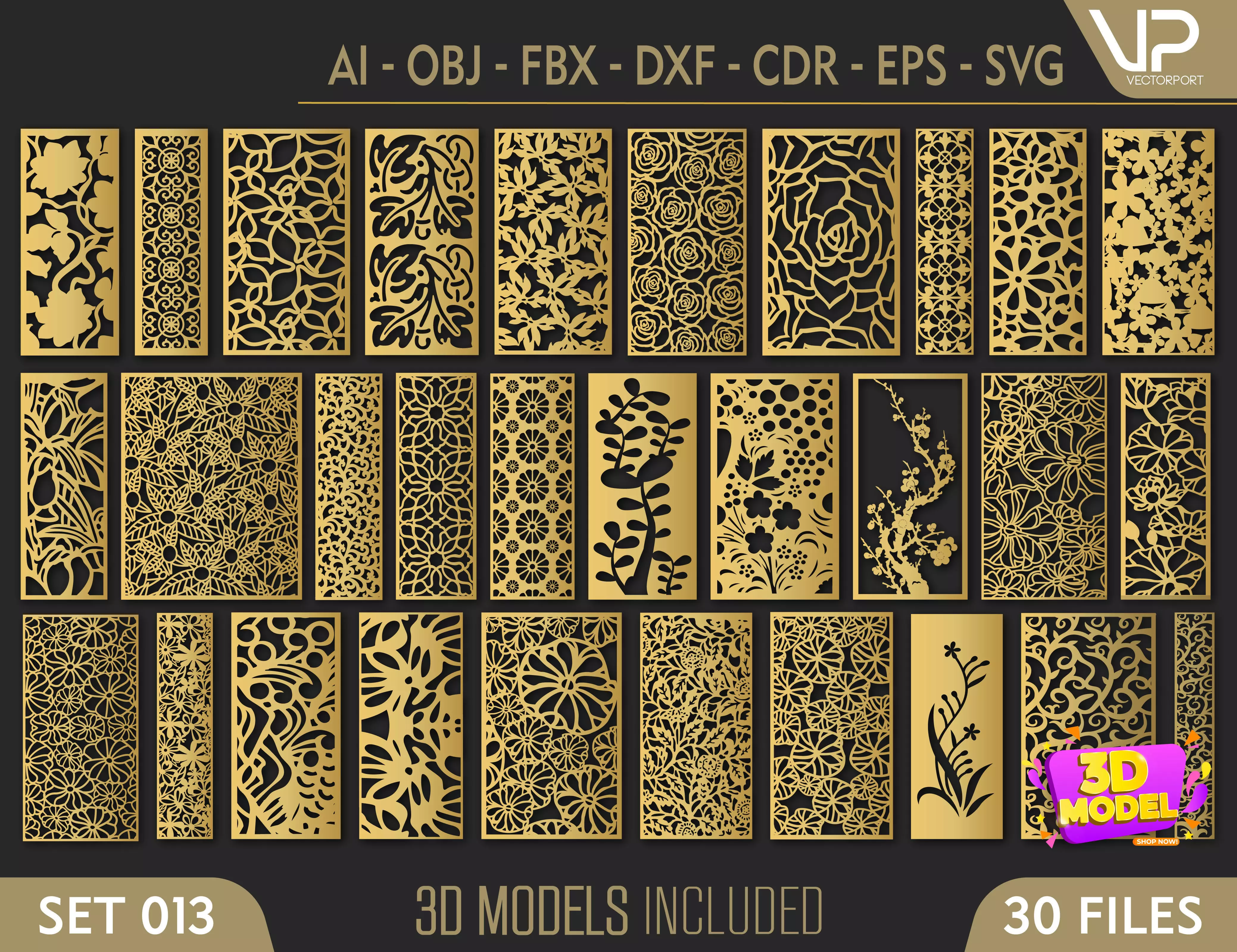 30 3D Decorative wall panels - screen SET 013 3D model_0