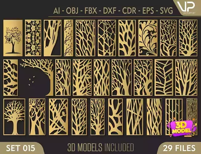 29 3D Decorative wall panels - screen SET 015 3D model