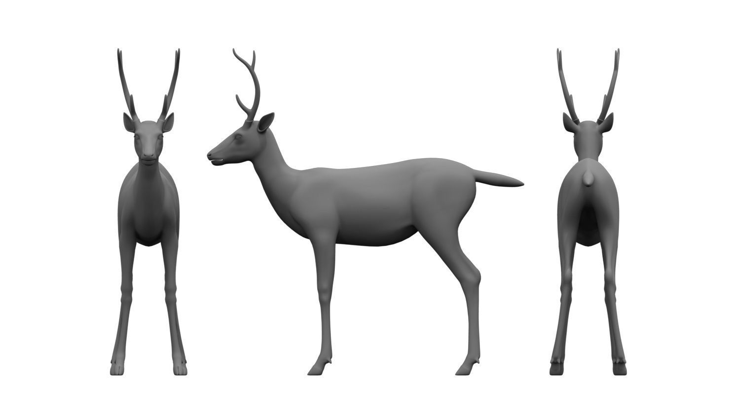 deers 3d model three deer 3D model_7