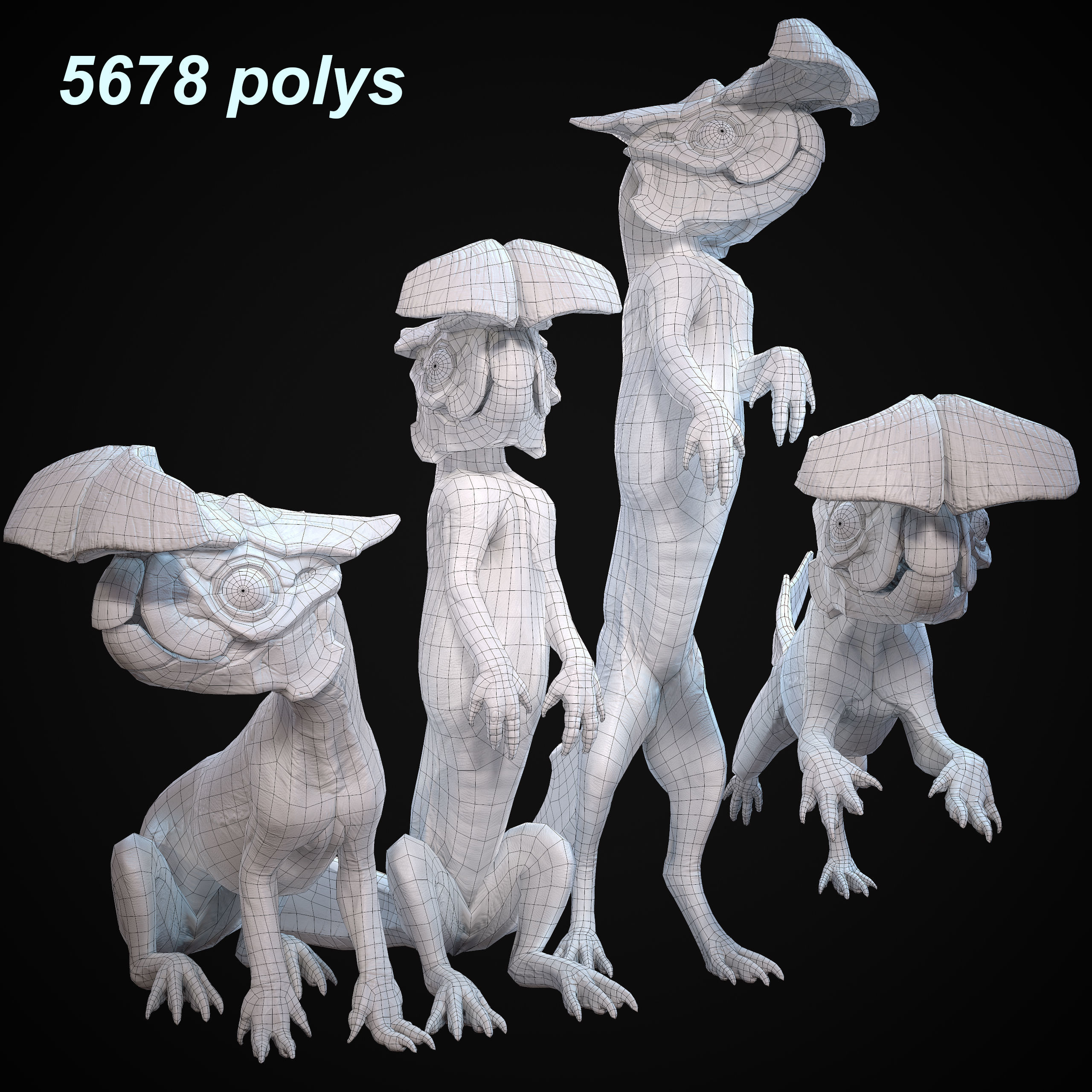 Alien Rodent Low-poly 3D model_3