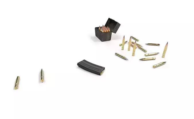 Assault Rifle Ammo Set Low-poly 3D model