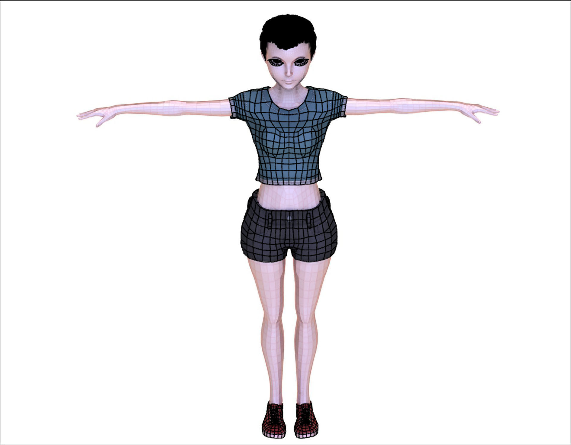 Girl low-poly 3d model woman Free low-poly 3D model_6