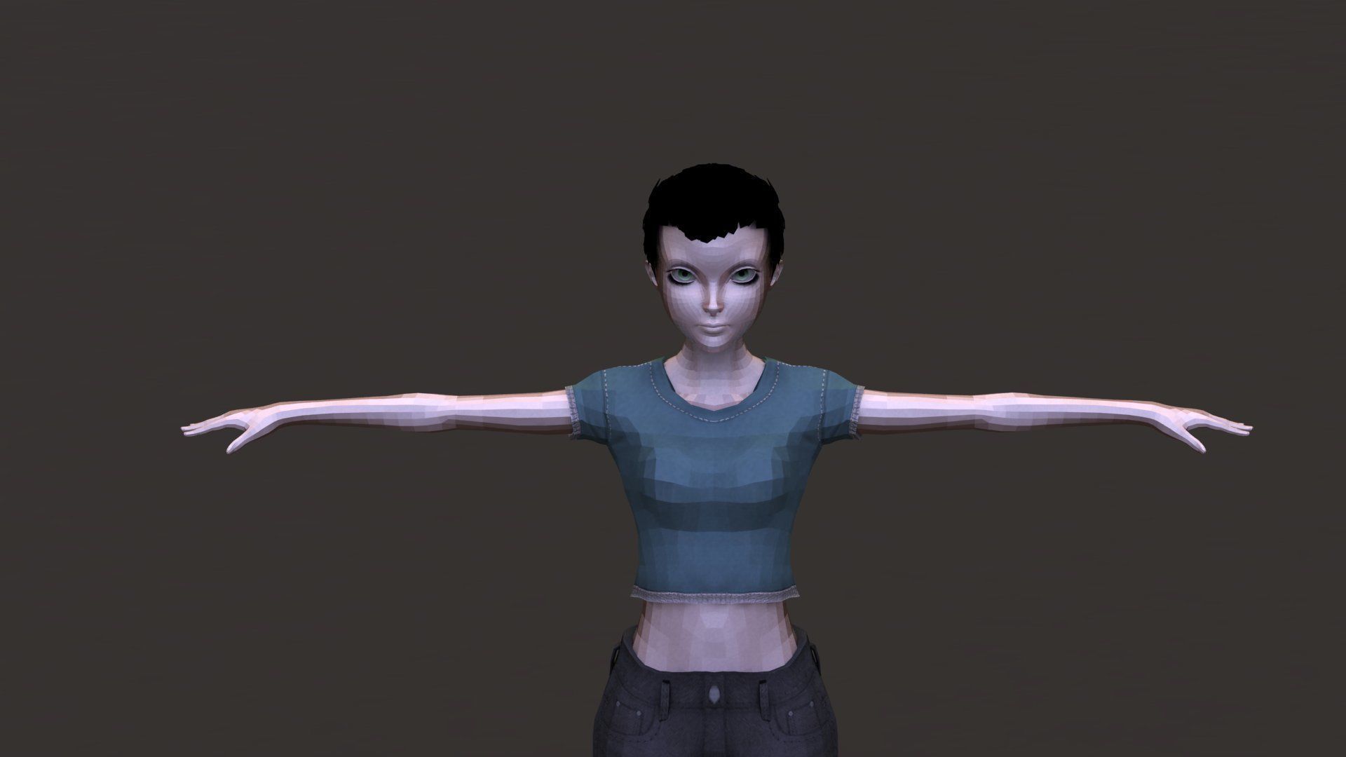 Girl low-poly 3d model woman Free low-poly 3D model_1