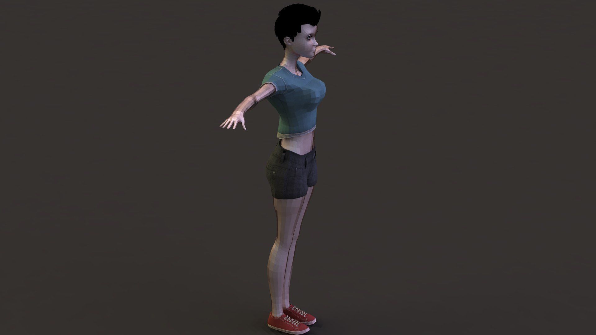 Girl low-poly 3d model woman Free low-poly 3D model_4