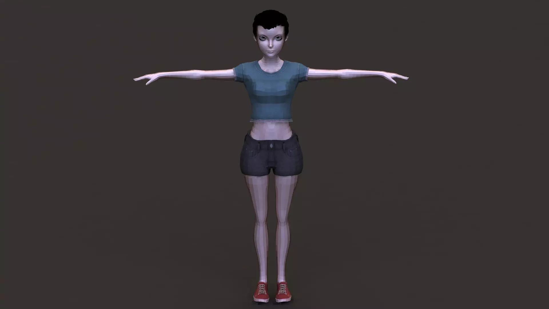 Girl low-poly 3d model woman Free low-poly 3D model_0