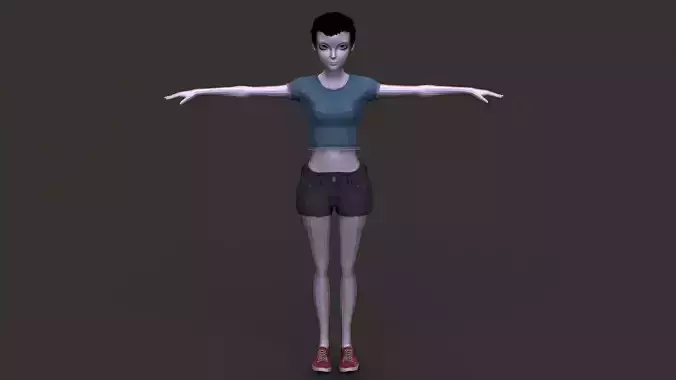 Girl low-poly 3d model woman Free low-poly 3D model