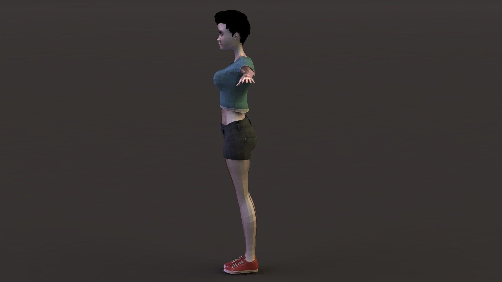 Girl low-poly 3d model woman Free low-poly 3D model_2