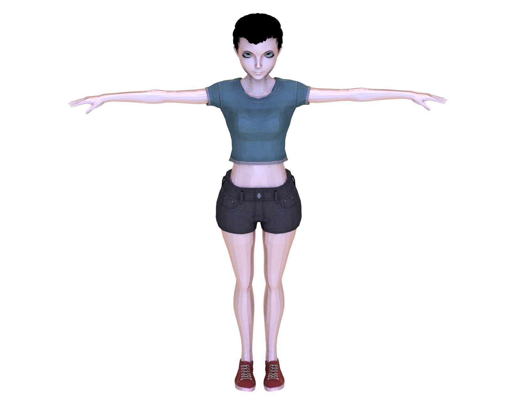 Girl low-poly 3d model woman Free low-poly 3D model_5