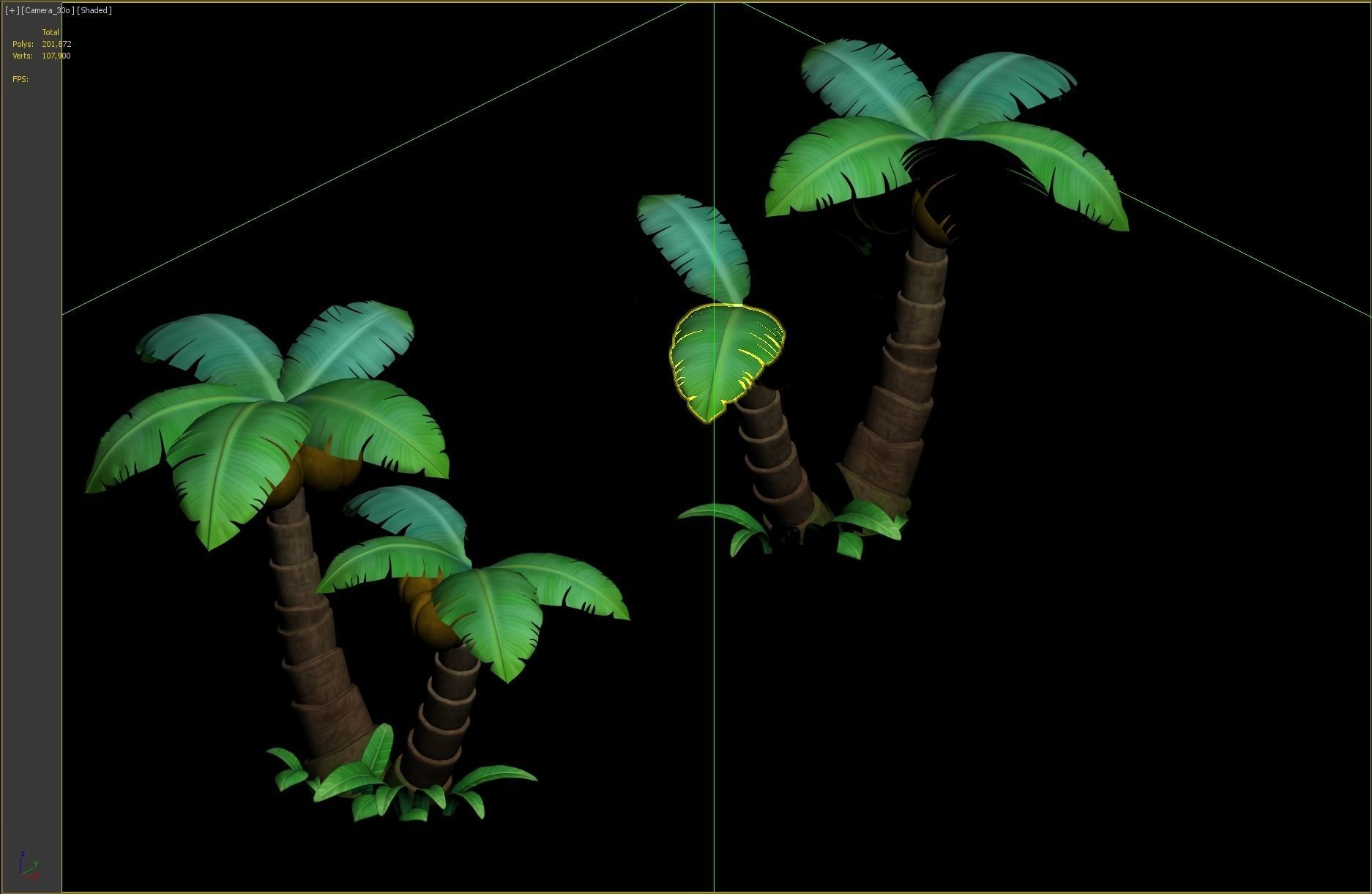 coconut tree cartoon  3D model_1