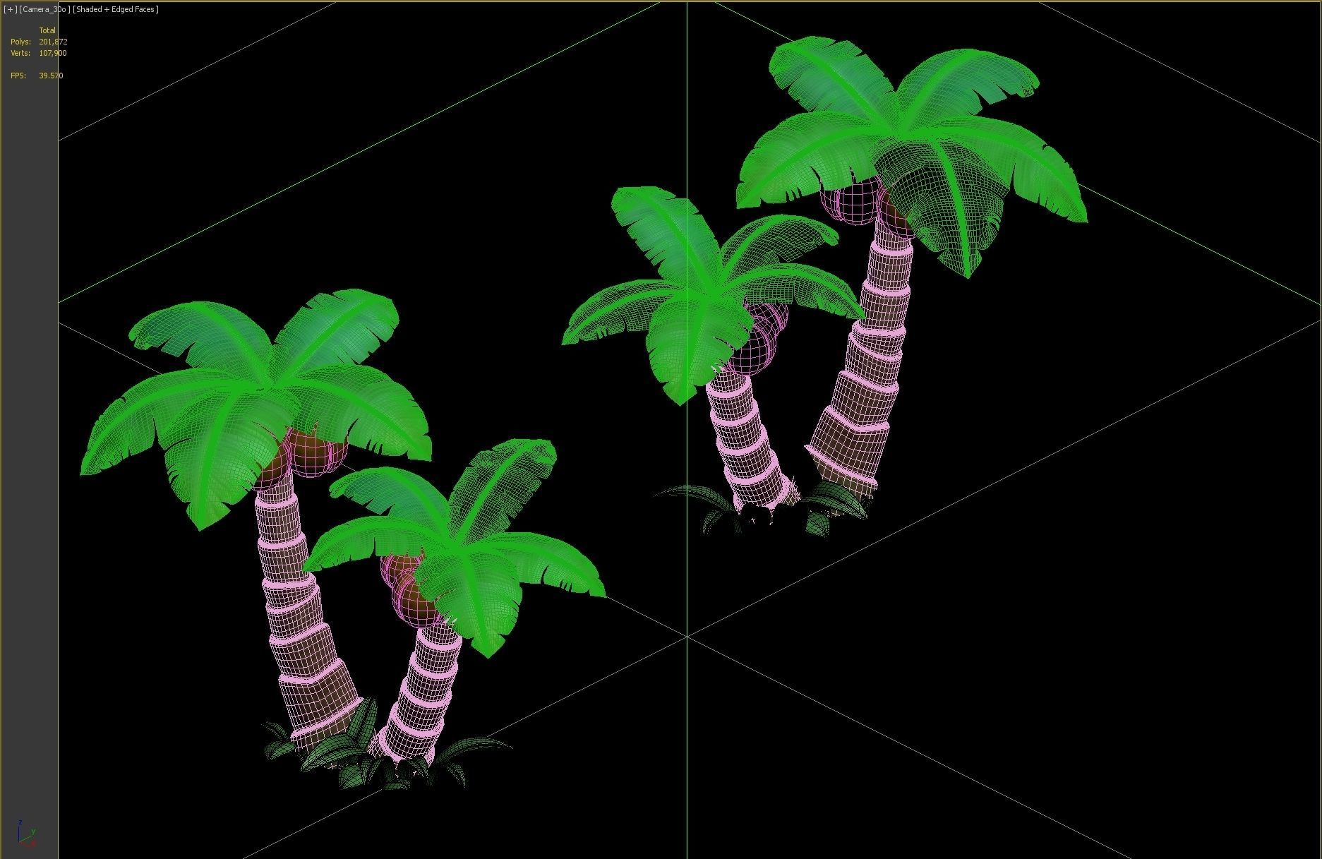 coconut tree cartoon  3D model_2