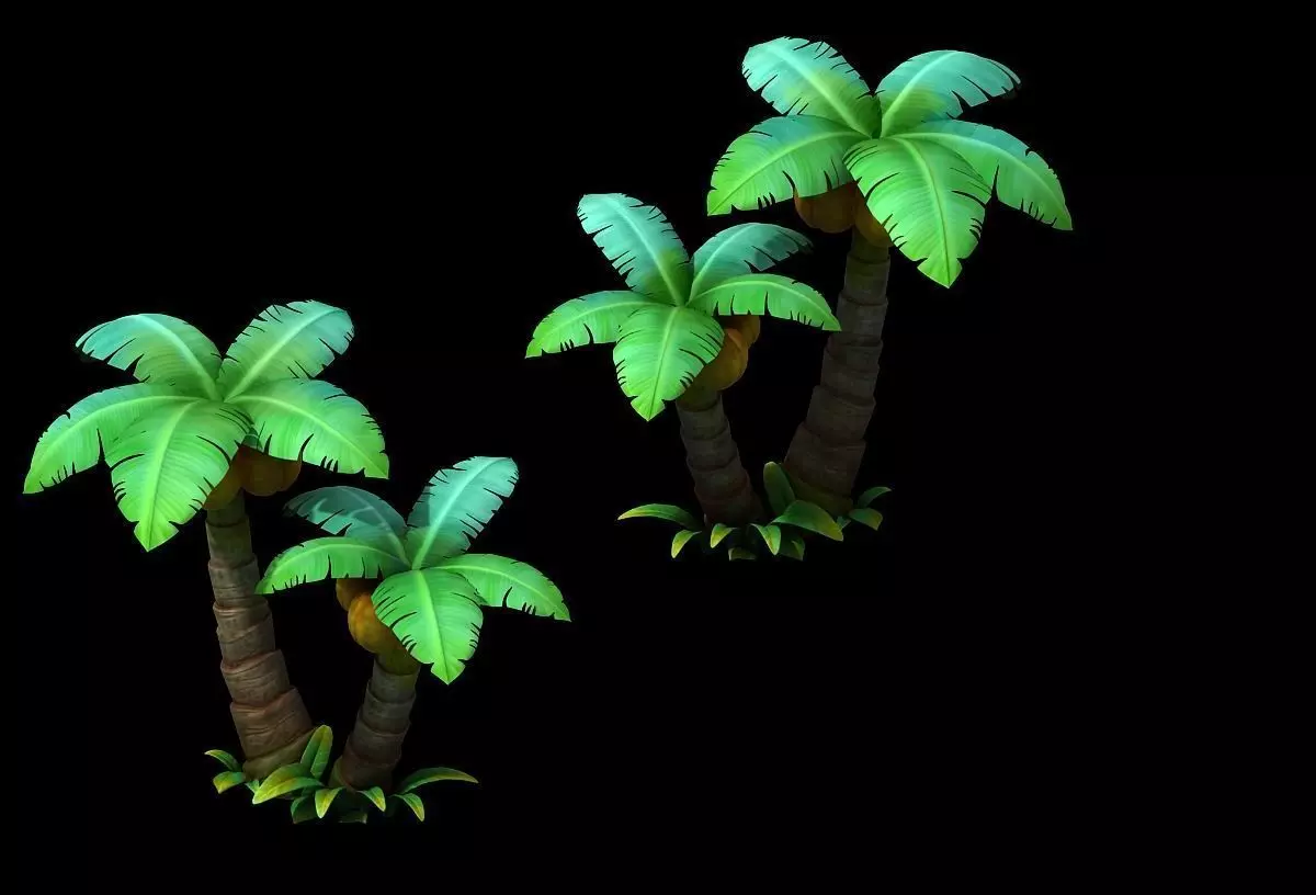 coconut tree cartoon  3D model_0