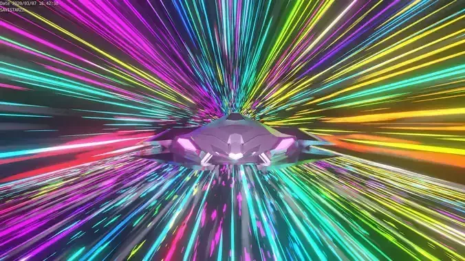 Lightspeed animation with spaceship included