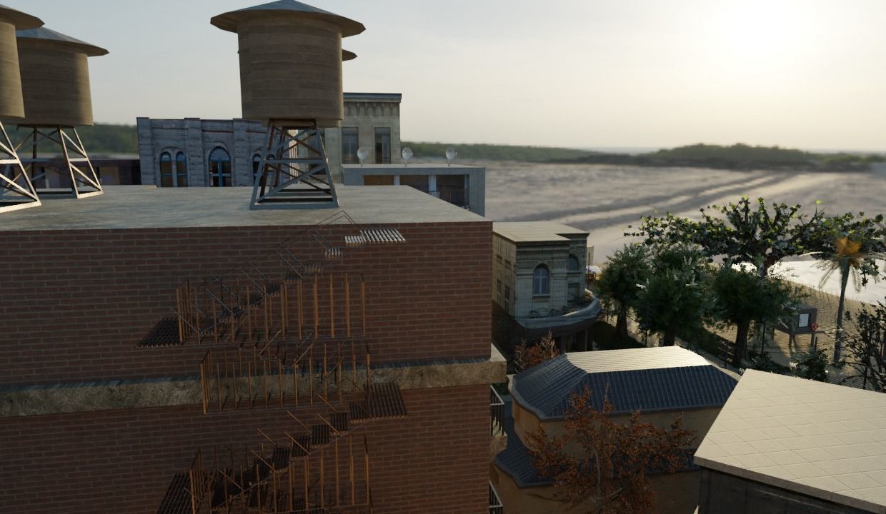 Small Town located Somewhere in the middle of Nowhere Low-poly 3D model_11