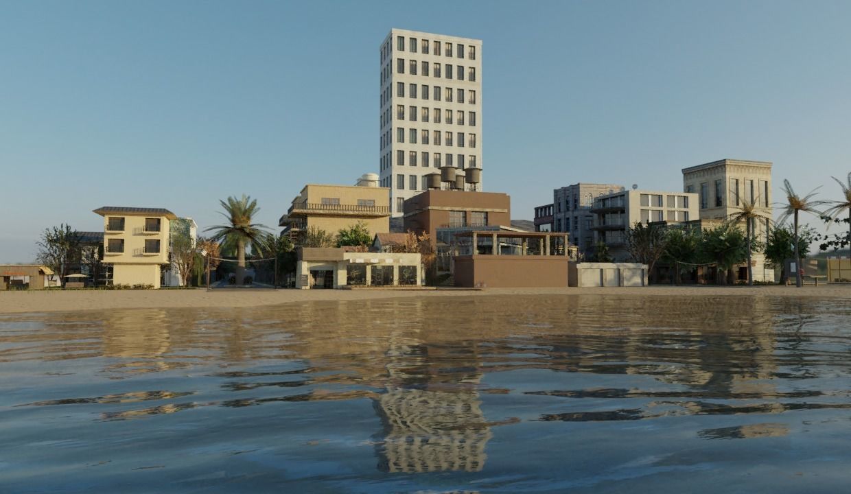 Small Town located Somewhere in the middle of Nowhere Low-poly 3D model_5