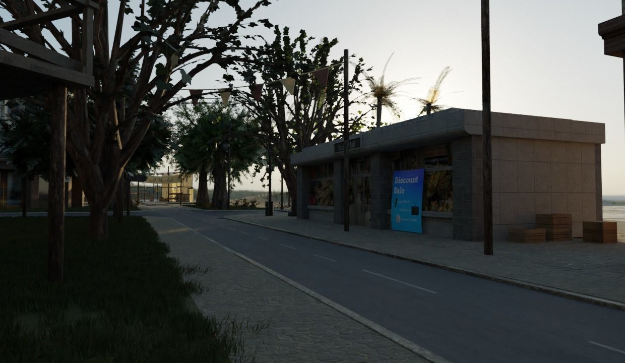 Small Town located Somewhere in the middle of Nowhere Low-poly 3D model_3