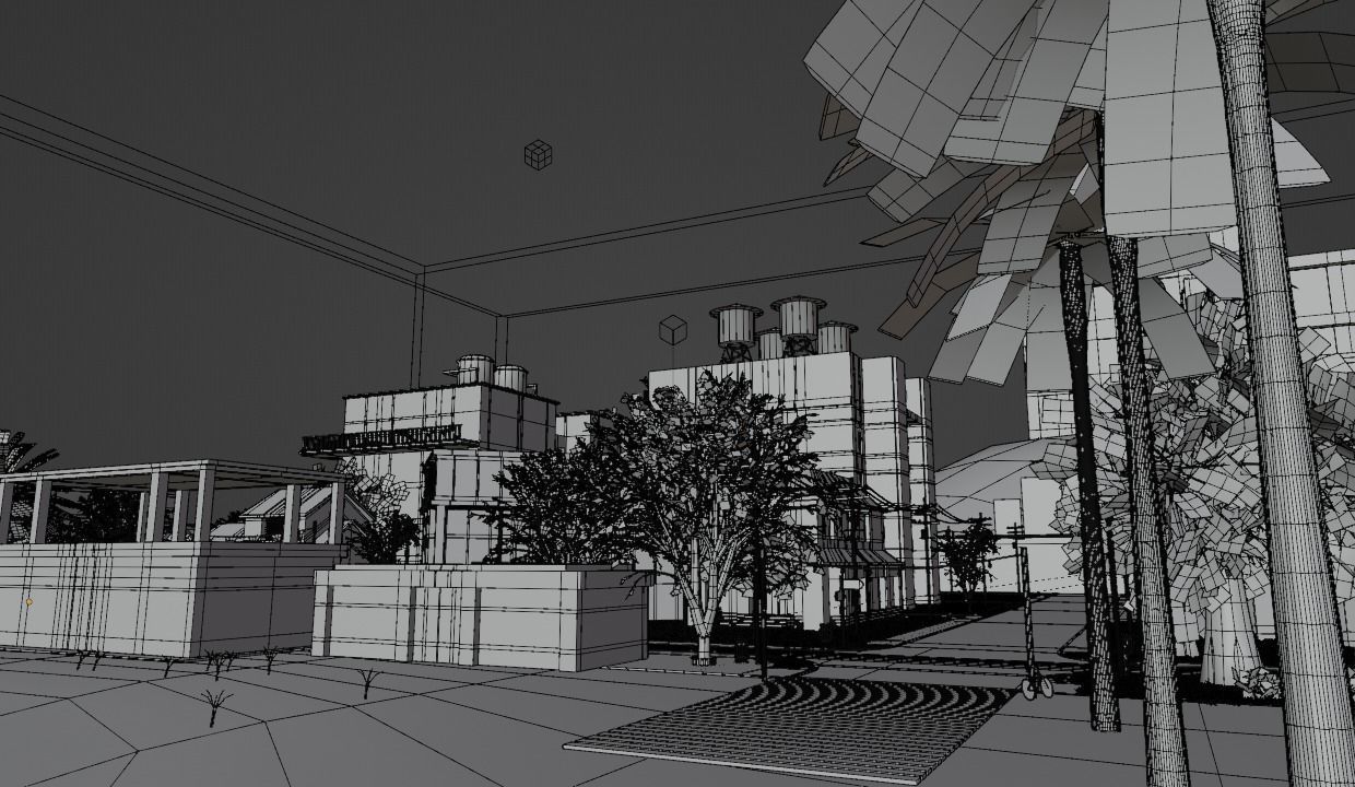 Small Town located Somewhere in the middle of Nowhere Low-poly 3D model_16