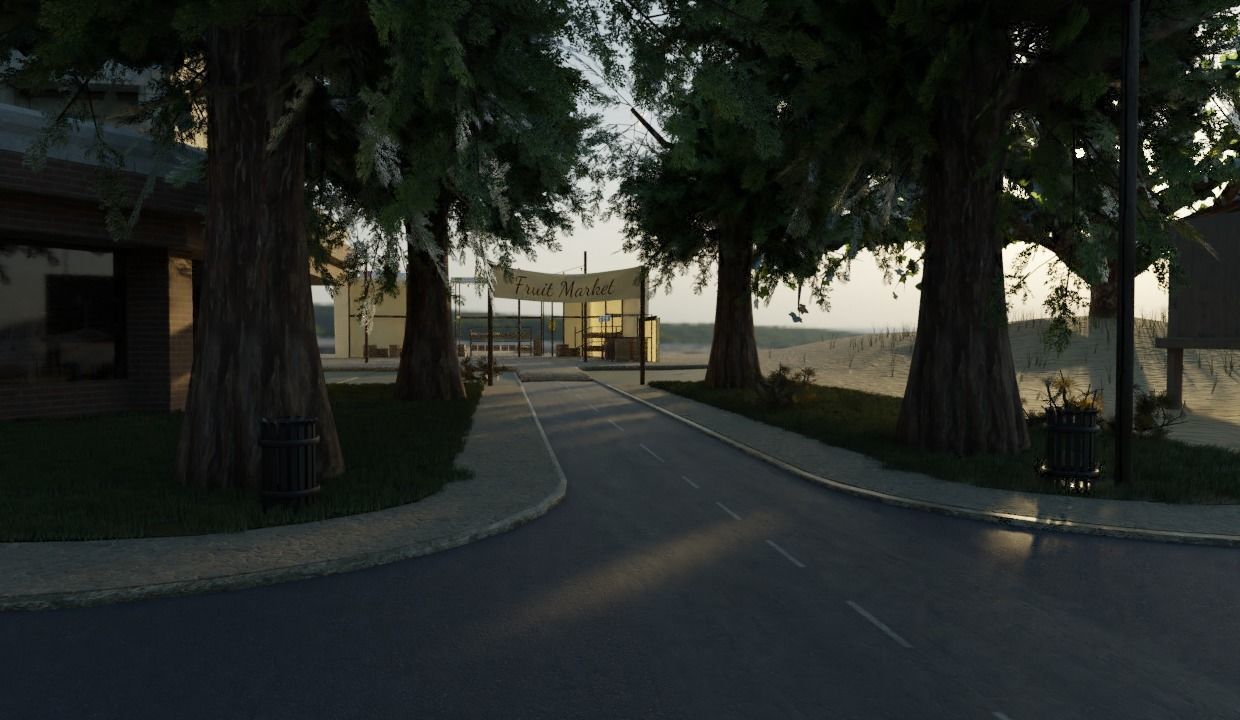 Small Town located Somewhere in the middle of Nowhere Low-poly 3D model_13