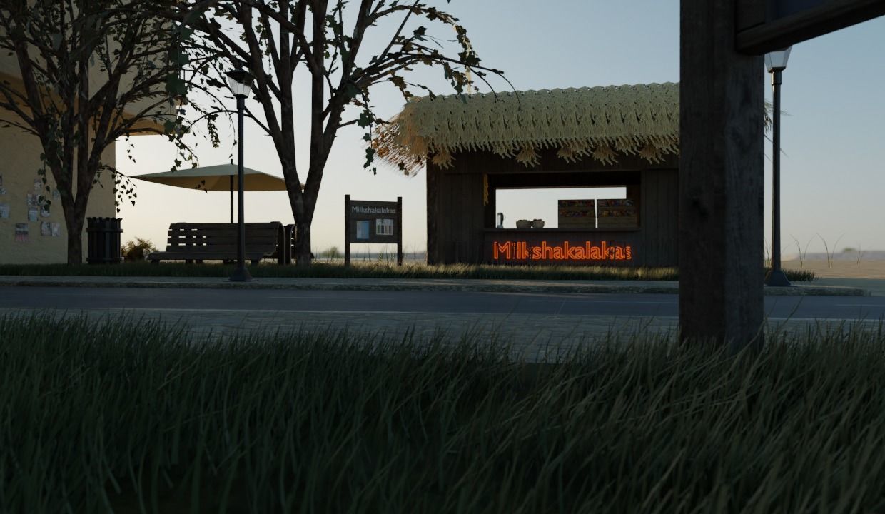 Small Town located Somewhere in the middle of Nowhere Low-poly 3D model_14