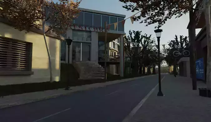 Small Town located Somewhere in the middle of Nowhere Low-poly 3D model