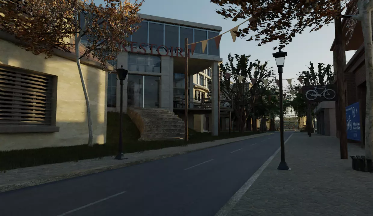 Small Town located Somewhere in the middle of Nowhere Low-poly 3D model_0