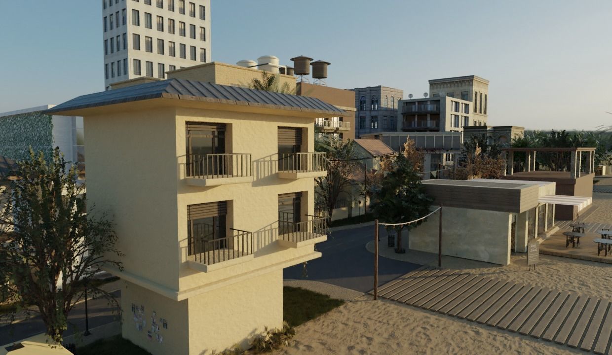 Small Town located Somewhere in the middle of Nowhere Low-poly 3D model_9