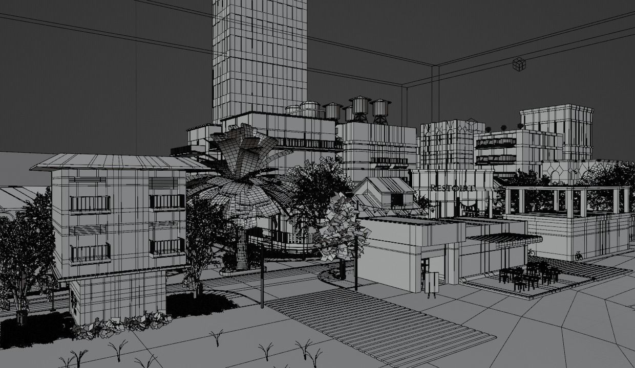 Small Town located Somewhere in the middle of Nowhere Low-poly 3D model_15